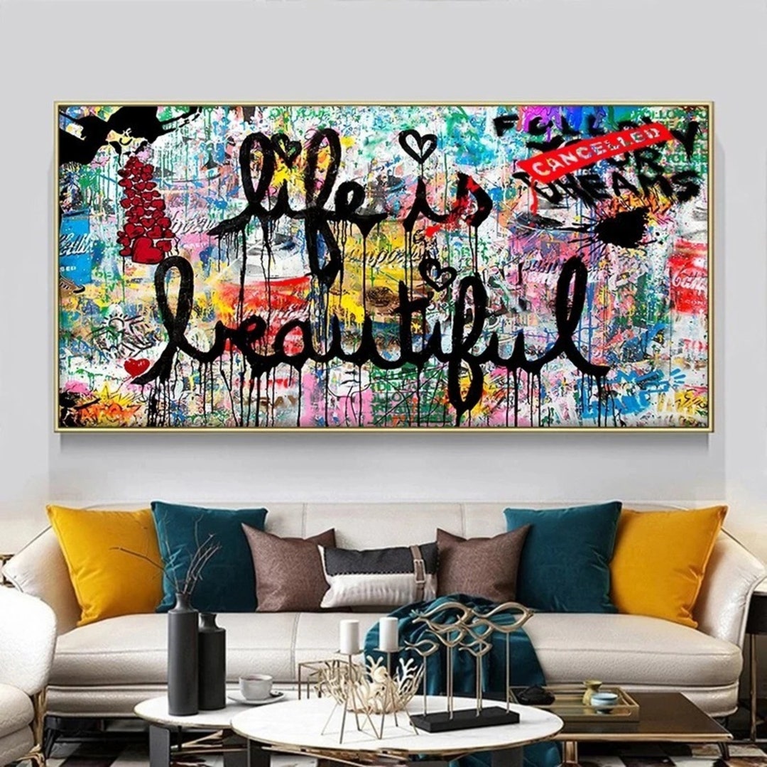 Life is Beautiful Banksy Poster Street Graffiti Art Canvas Etsy