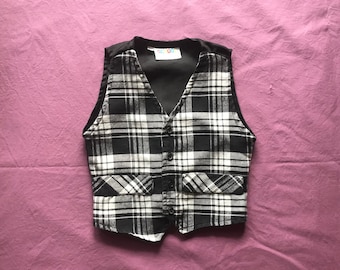 Vintage Toddler Boy Vest, 3T 4T Tartan Plaid Suit Waistcoat, 80s 90s Kids Vest, Back to School Outfit, 1990s Kids Clothing