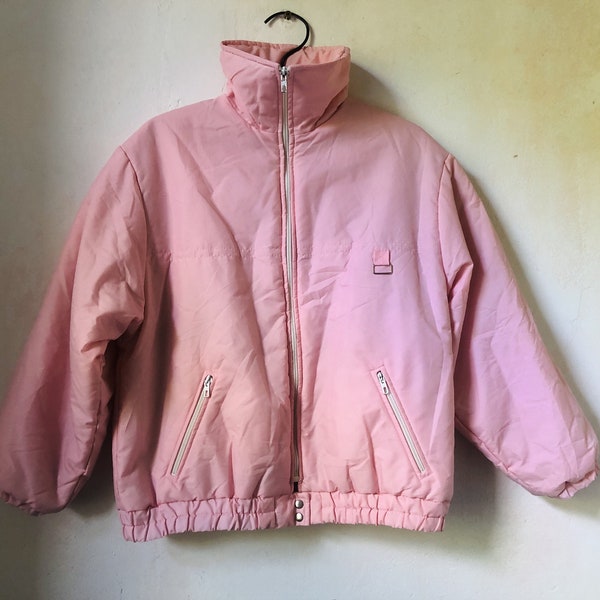 Vintage Teens Ski Jacket, Padded Winter Jacket, Teenage Girls Pink Puffer Jacket, 90s Kids Winter Wear, Zip Up Insulated Jacket, Outerwear