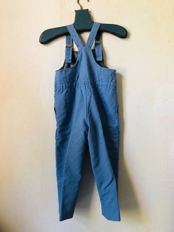 Vintage Toddler Blue Overalls with Helicopter Pat… - image 9