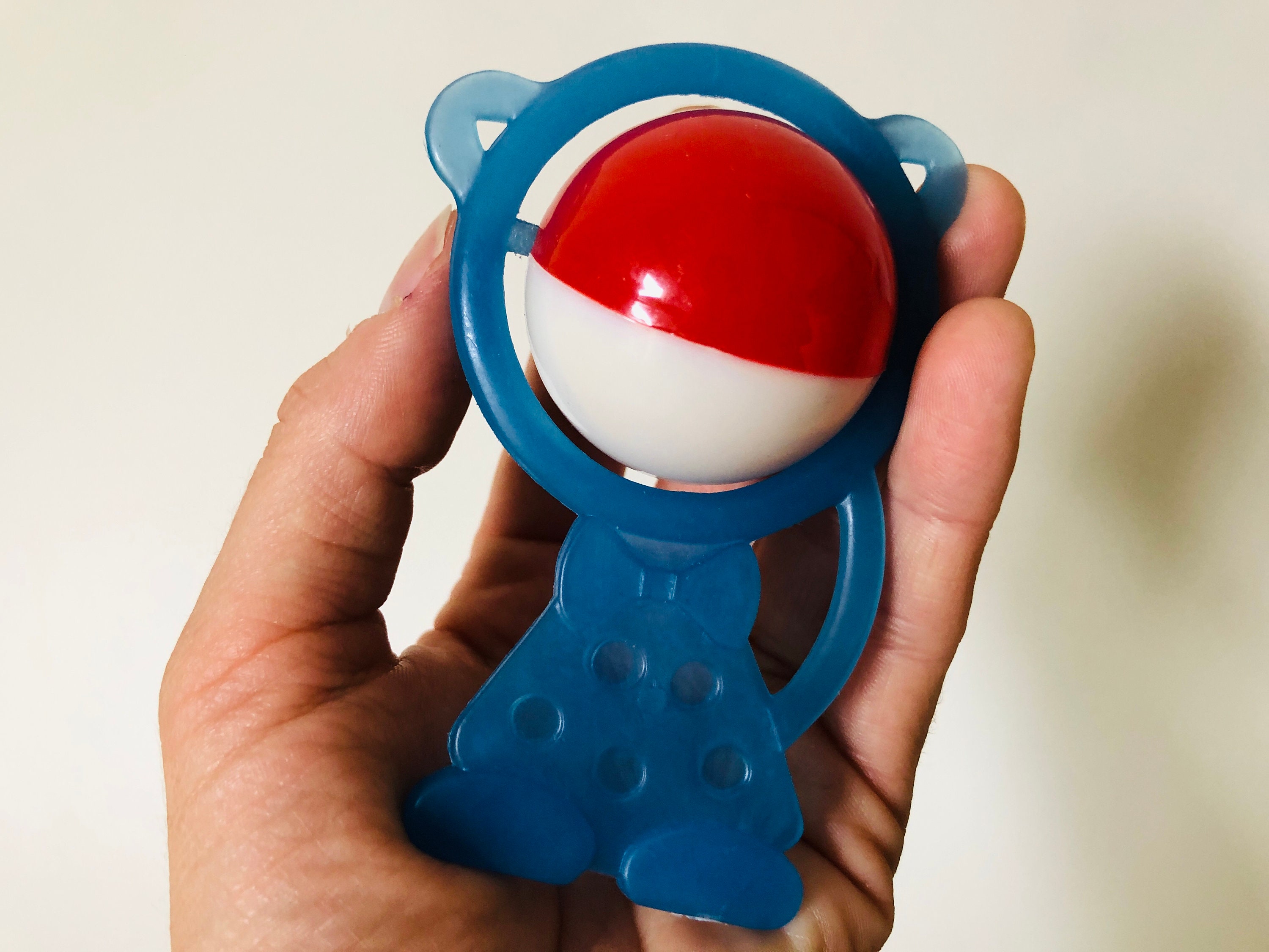Soveit Rattle Vintage Baby Rattle Toy, Blue Plastic Cat Teething Toy, Soviet USSR Toy ...