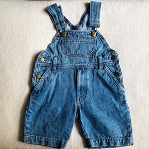 Kids Denim Overall Shorts, Gender Neutral Kids 90s Blue Denim Dungarees, 3T Denim Bib Overalls, Toddler Clothing, Girls Boys Shortalls