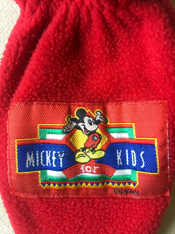 Vintage Disney Red Fleece Mittens, Kids Mickey Mo… - image 4