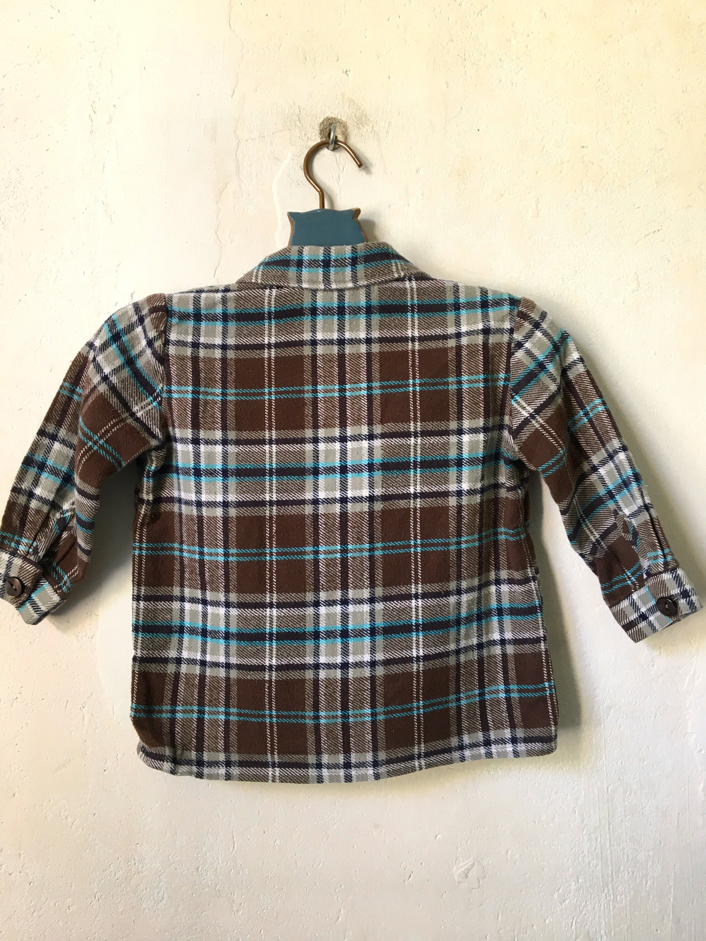 Chemise Garçon Vintage L.L. Bean - Taille 16, Laine, Motif écossais Noir Et Blanc, Occasion