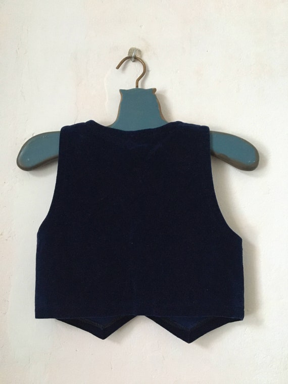 Vintage Boy Blue Velvet Vest, 2T Toddler Suit Wai… - image 4