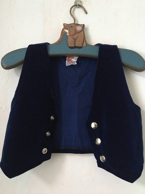 Vintage Boy Blue Velvet Vest, 2T Toddler Suit Wai… - image 6