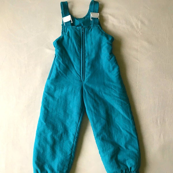 Vintage Kids Turquoise Ski Pants, 90s Boy Padded Winter Pants, Winter Activewear Kid Outerwear Overall Pants Kids Winter Clothes 5T 6T