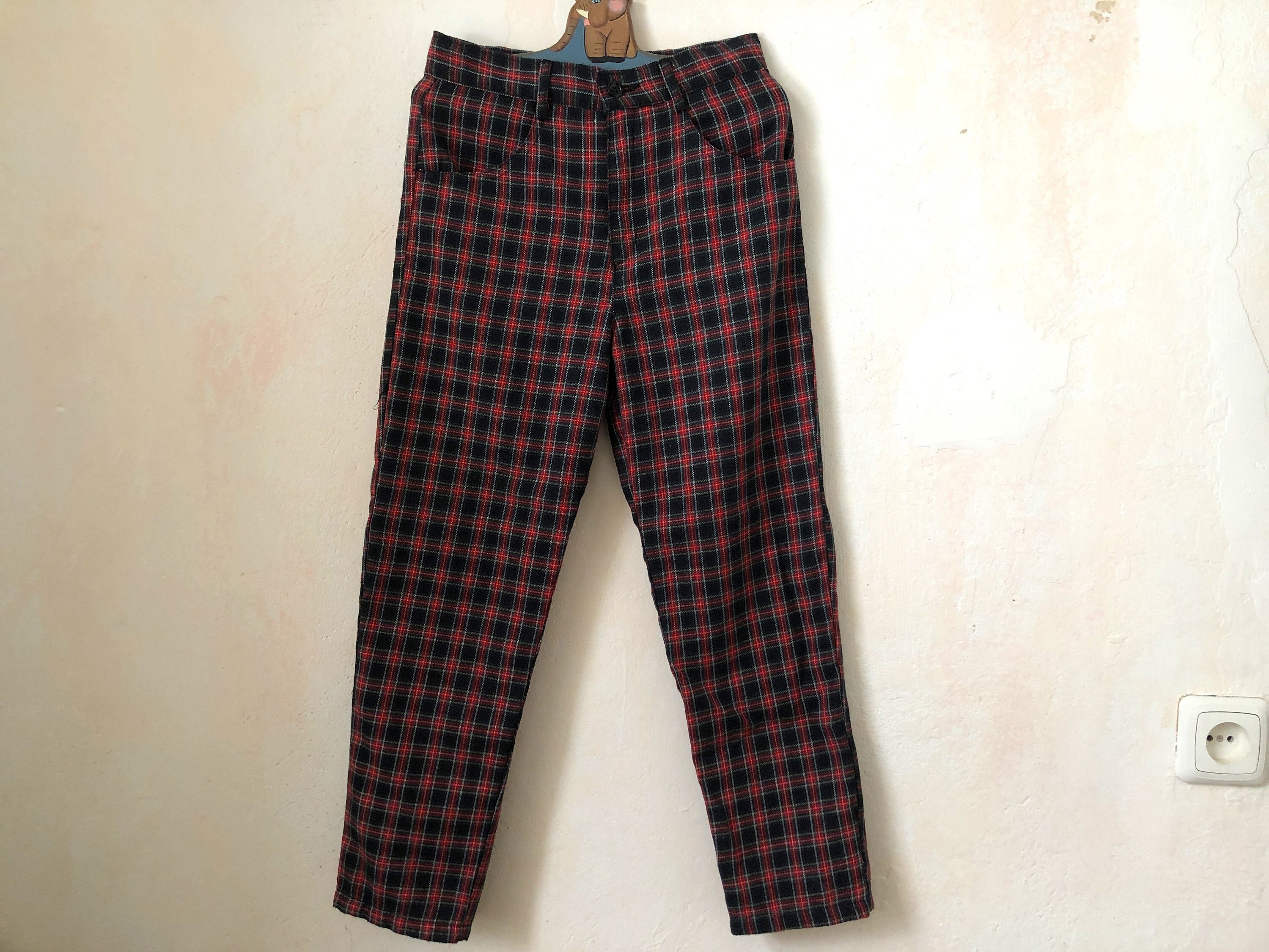 ヴィンテージ キッズ タータンチェック パンツ、レトロ ガールズ