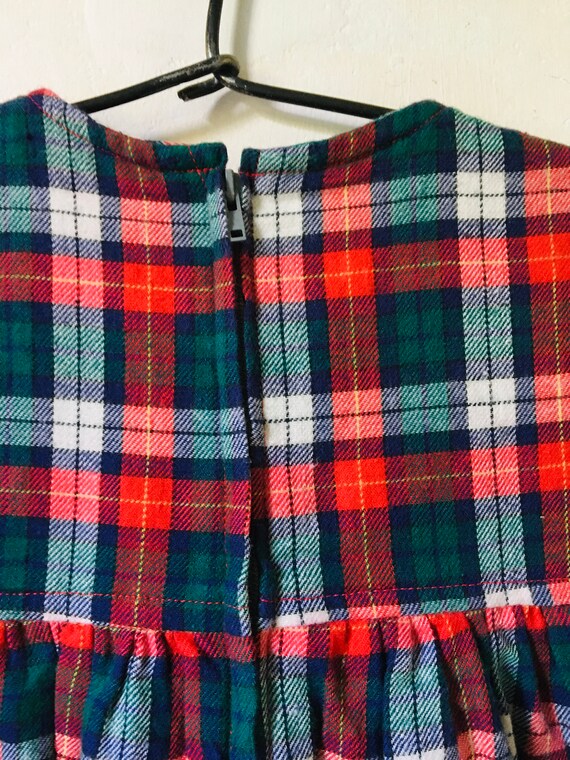 Girls Plaid Flannel Dress, Vintage Handmade Teen … - image 4