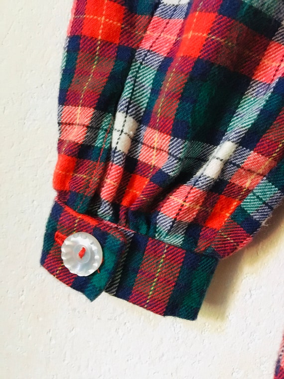 Girls Plaid Flannel Dress, Vintage Handmade Teen … - image 5