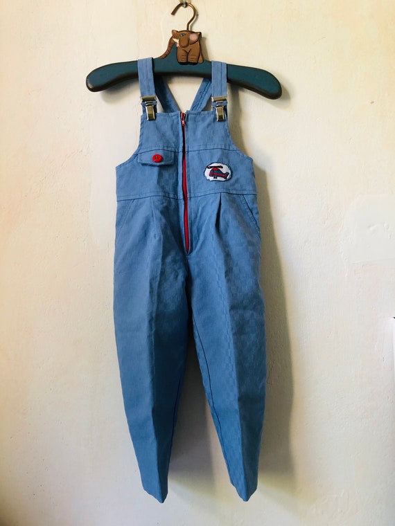 Vintage Toddler Blue Overalls with Helicopter Pat… - image 7
