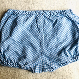 Toddler Girl Bloomers and Top Set, Vintage Baby Summer Clothes, Blue White Gingham Plaid Shirt and Shorts Two Piece Set, Retro Kids Clothes image 7