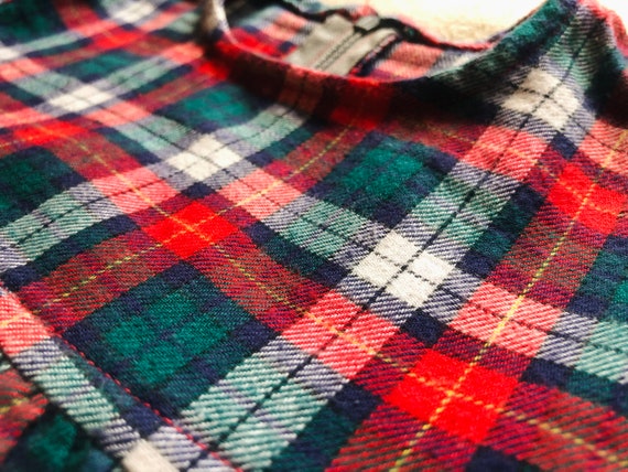 Girls Plaid Flannel Dress, Vintage Handmade Teen … - image 7