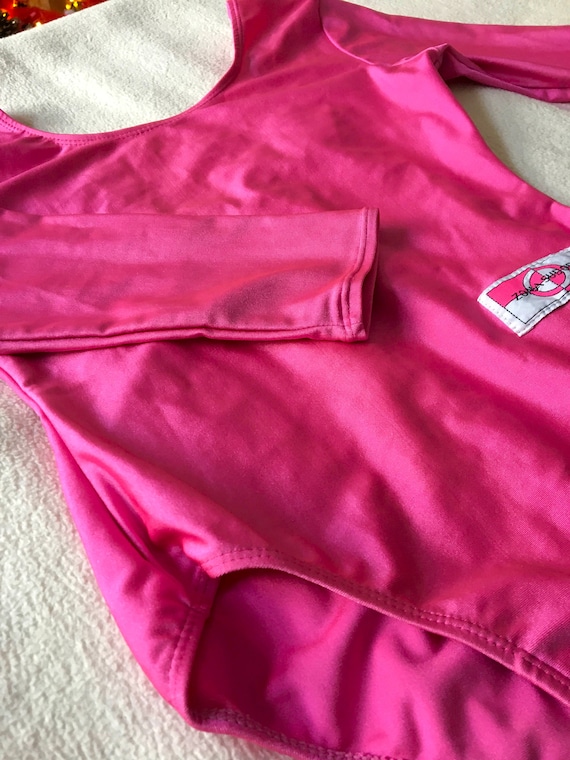 Vintage Girl Swimsuit, Long Sleeved Bold Pink Bathers… - Gem