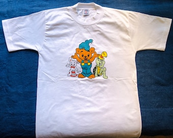 T-shirt graphique blanc, t-shirt pour enfants des années 90 pour adolescents 10-13 ans, chemise à imprimé animal, haut à manches courtes vintage, vêtements d'été pour garçons ou filles