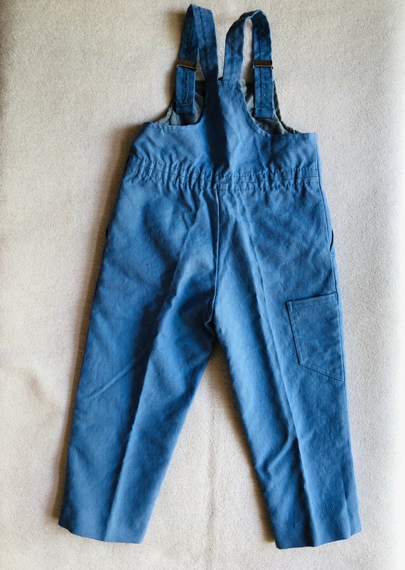 Vintage Toddler Blue Overalls with Helicopter Pat… - image 4