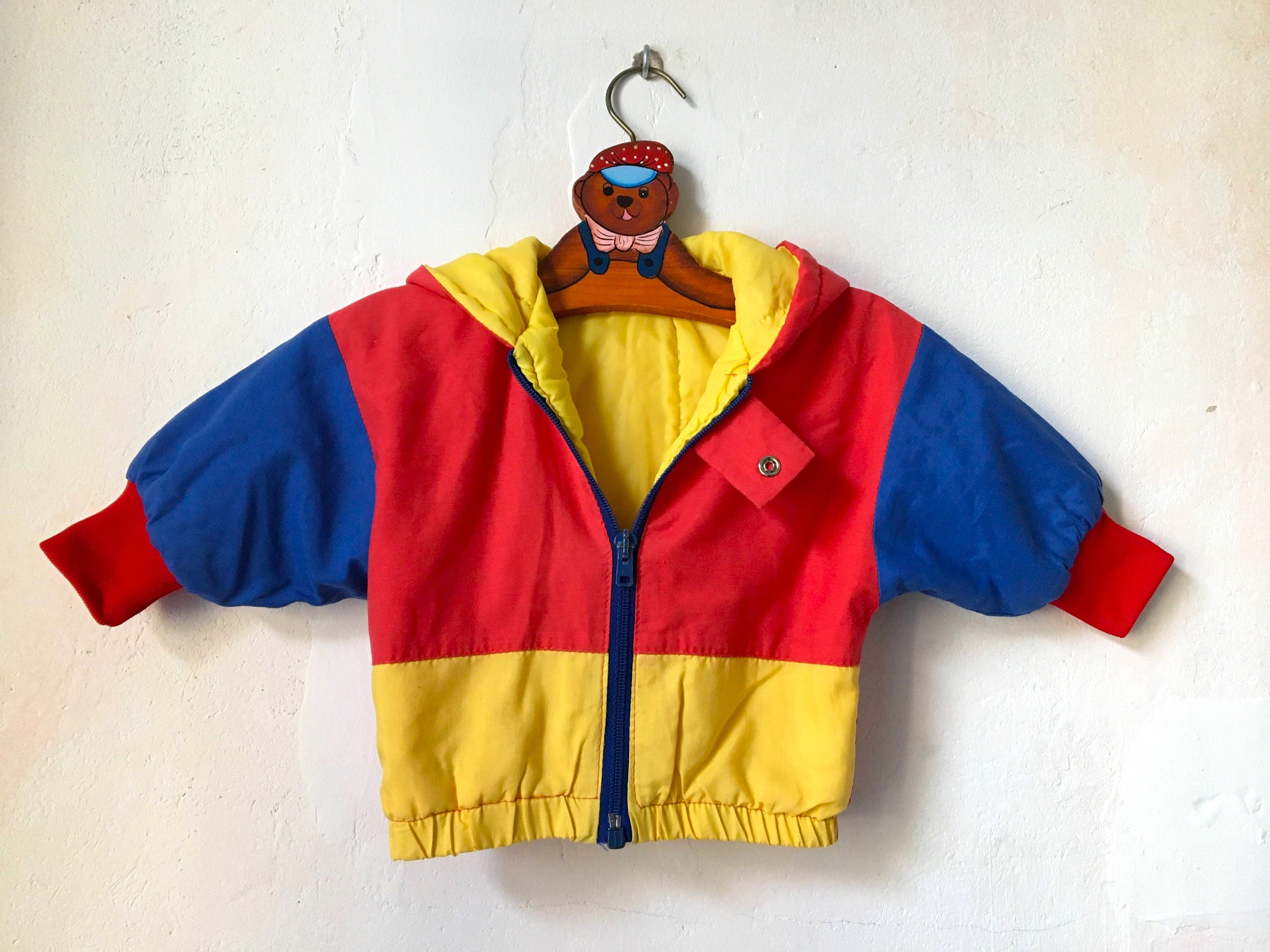 Vintage Baby Winter Jacket 90s Colorblock Jacket 0 6 Months Hooded Girl Boy Autumn Fall Jacket Parka Baby Windbreaker Padded Jacket Etsy