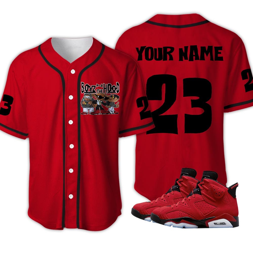 CarlyleWood Custom Boyz N The Hood Baseball Jersey Shirt to Match Retro Toro Bravo 6S Tee, Jordan 6 Toro Bravo Matching Baseball Jersey