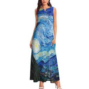 Van Gogh Starry Night / Women's Sleeveless Dress / Ankle-length Long Dress