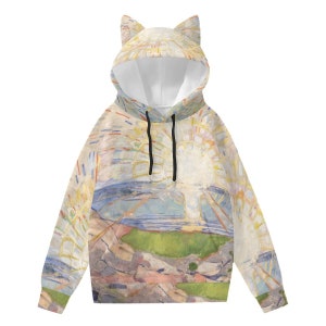 Edvard Munch / Sunrise / Women’s Hoodie With Decorative Ears / All-Over Print