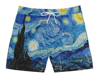 Van Gogh Inspired Swim Shorts: Men's Artistic Beachwear