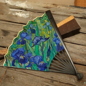 Van Gogh Irises Silk Fan / Double-sided / Retro Hand-held Folding Fan