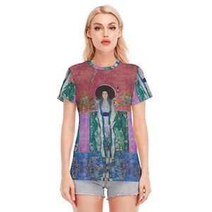 Gustav Klimt Cotton T-Shirt / 190GSM Cotton / Women&#39;s Round Neck / All Over Print