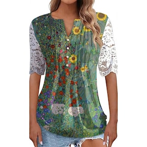 Gustav Klimt Women&#39;s Lace Sleeve Shirt