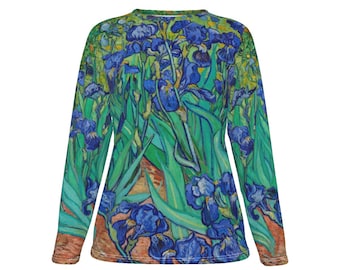 Van Gogh / Iris / Camiseta extragrande para mujer 100 % algodón / Estampado integral