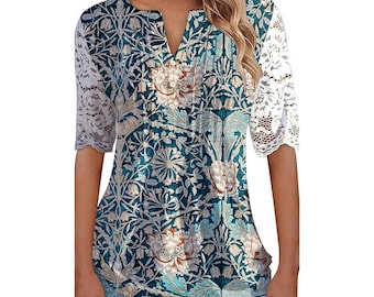 Camicia da donna con maniche in pizzo William Morris