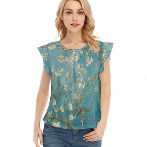 Van Gogh Women's Blouse  With Ruffle Sleeves / All Over Print