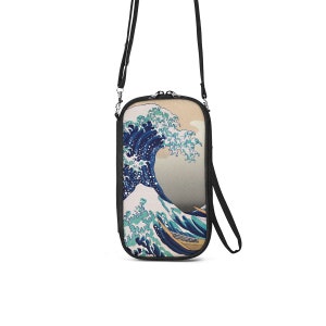 Monedero cruzado o cartera para pasaporte The Great Wave