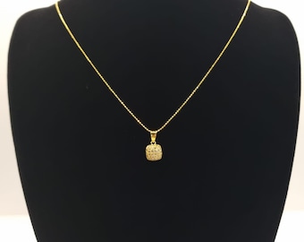 22k solid gold square pendant / gold charms