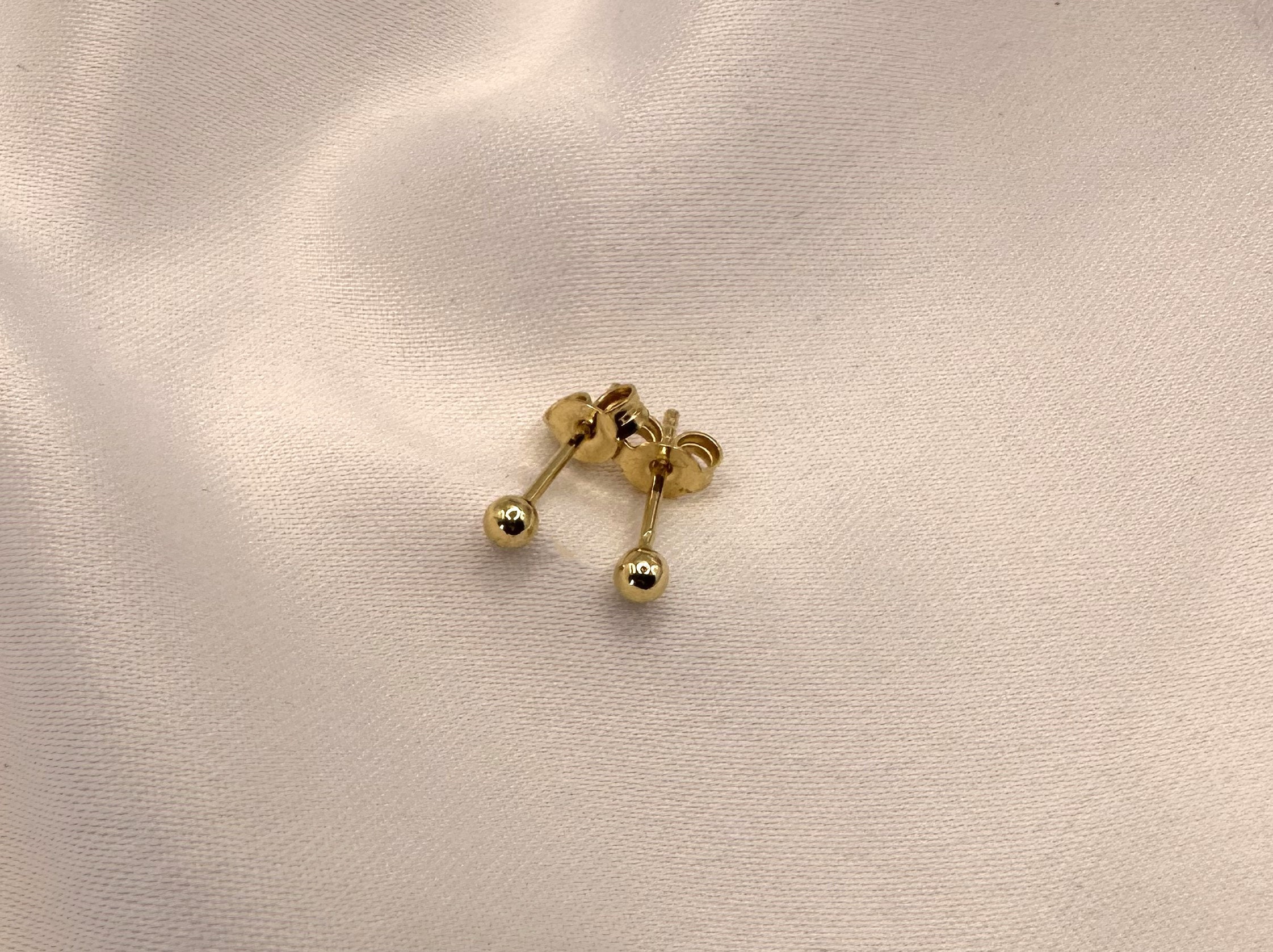 SOLID 14K Gold Ball Earrings, 3MM, 4MM, 5MM, 6MM, 7MM, 8MM ,ball Earring  Studs, Gold Push Back Studs Woman, Genuine 14k Backs 