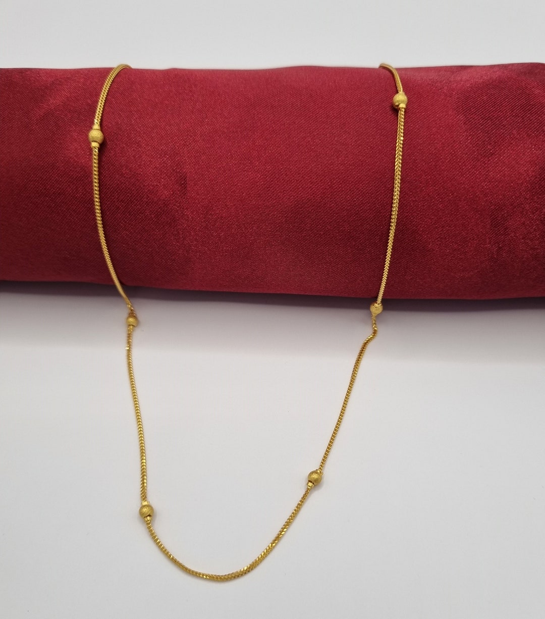 22k Solid Gold Beaded Chain/ Necklace Etsy