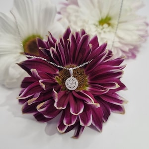 18k solid white gold diamond pendant with chain