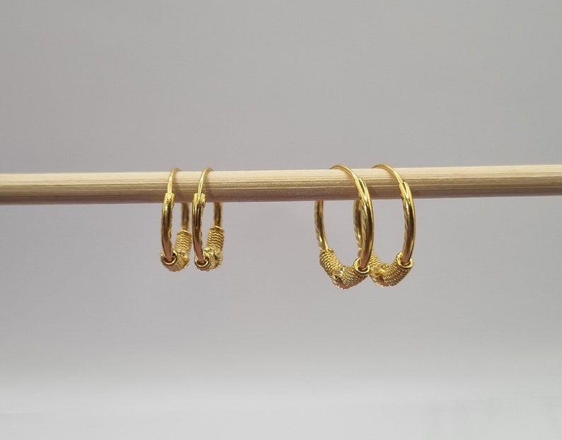 22k Solid Gold Hoops Etsy