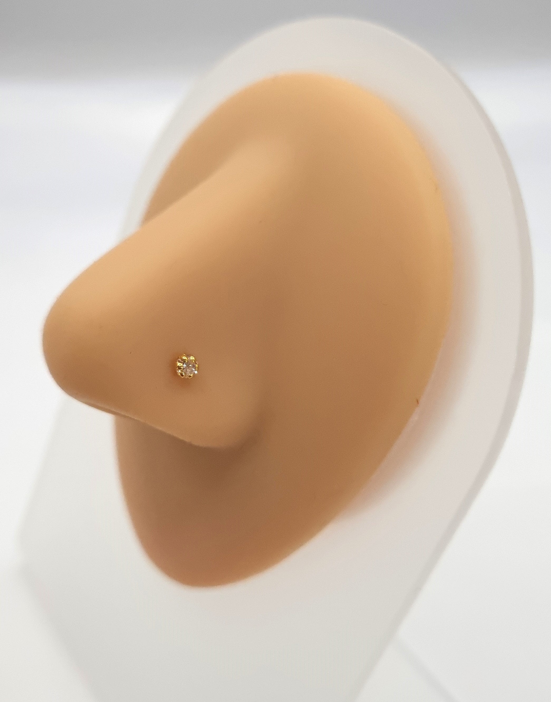 22k Solid Gold Nose Stud: Indian Conch Jewelry