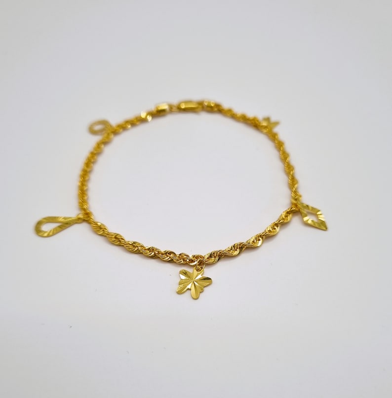 22k Solid Gold Charm Bracelet Etsy
