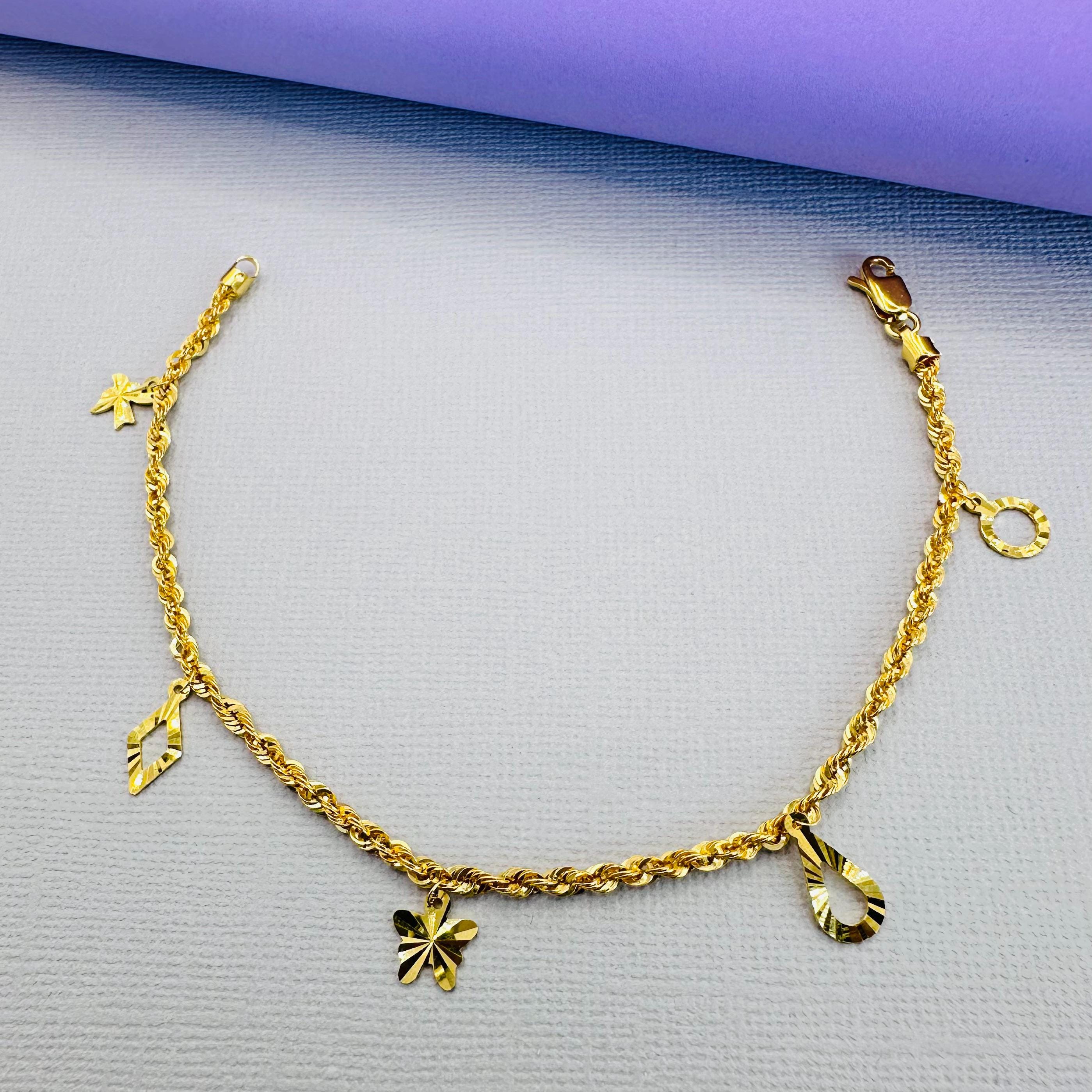 22k Solid Gold Charm Bracelet Etsy