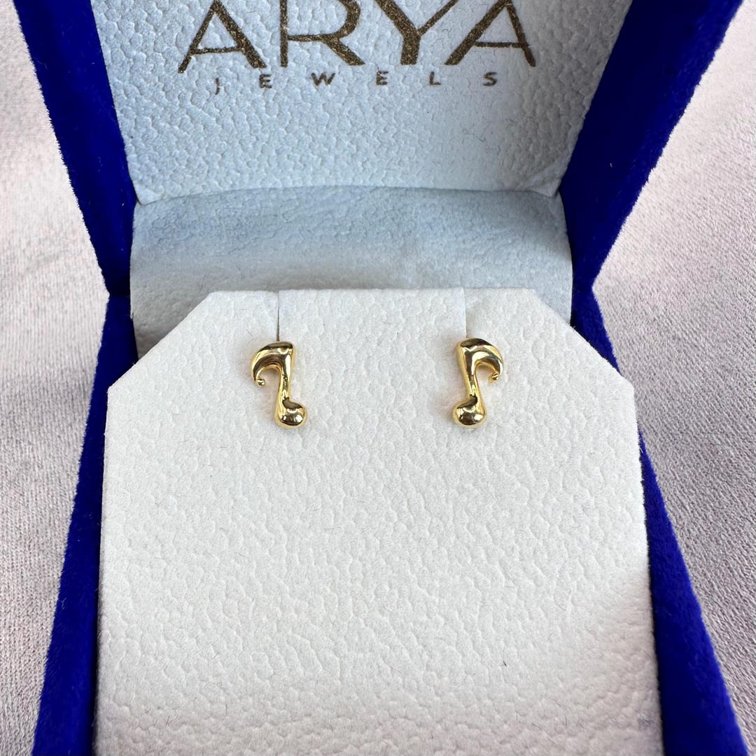 Notes Earrings 22k Solid Gold Musical Note Earrings / for Kids and Adults, Gift ...