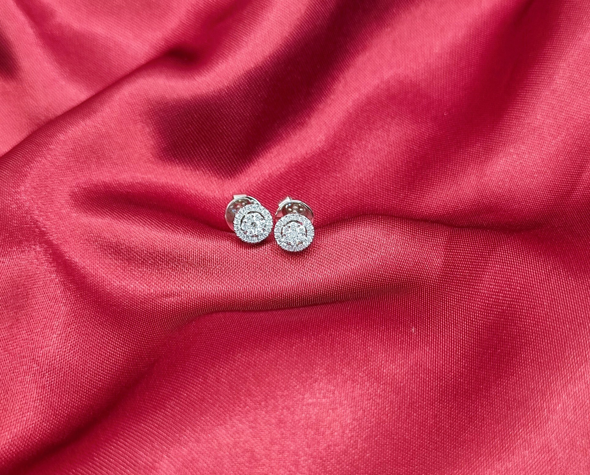18k white gold real diamond earrings