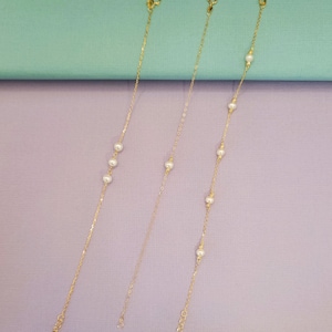 18k Solid Gold Pearl Bracelet: Dainty Real Gold Jewelry