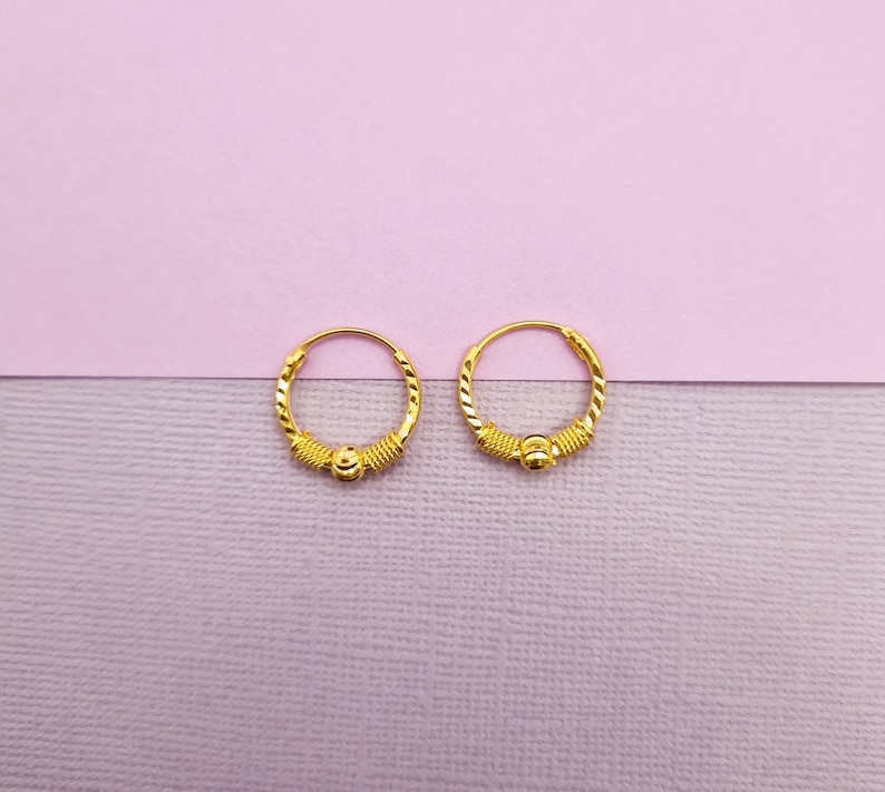 22k Solid Gold Hoops Etsy