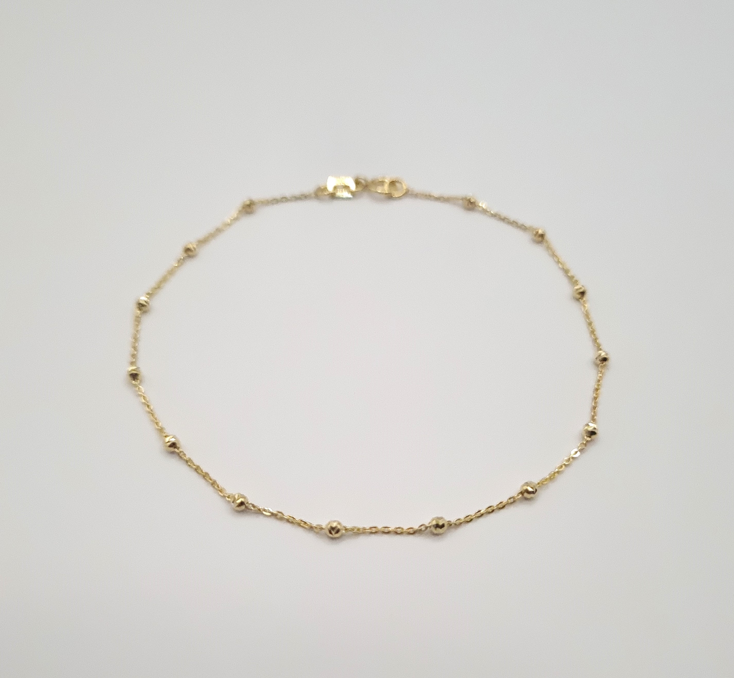 18k Solid Gold Beaded Bracelet: Simple Layering Chain - Etsy