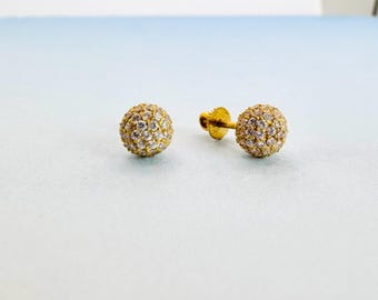 babylclub 24SS Gold studs top トップス 14k Yellow Gold Polished 16mm Half Ball Stud Earrings 4.32g