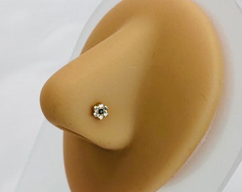22k Gold Nose Stud: Indian Flower Conch Jewelry