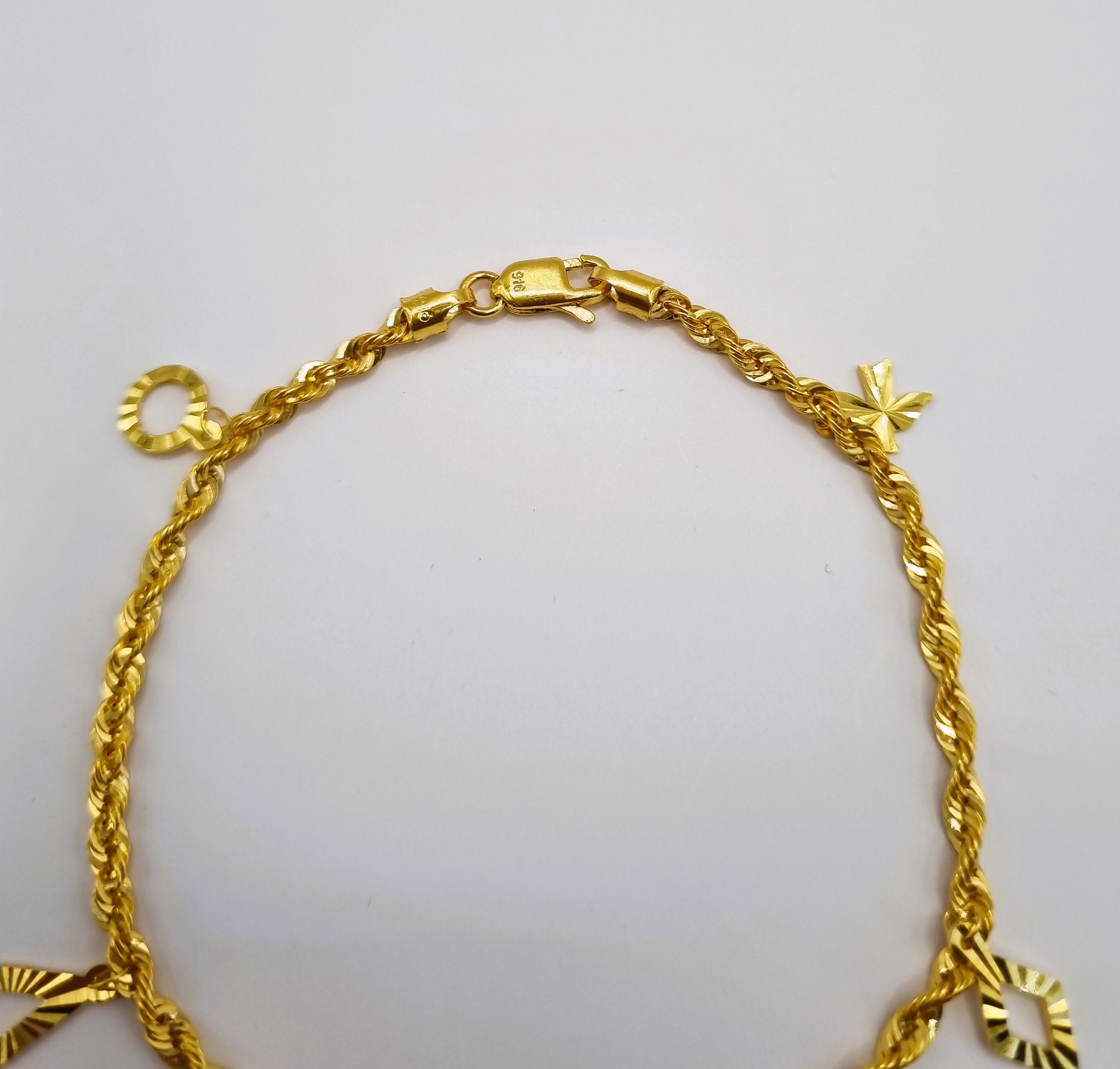 22k Solid Gold Charm Bracelet - UK 916 Hallmarked - Etsy