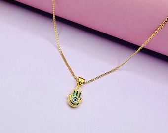 22k solid gold small hamsa pendant/ evil eye charms/ protection pendant only
