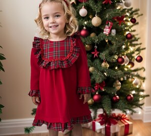 Ensemble Vêtement Bébé Fille Noël/Automne - Robe + Cardigan Velours + Bandeau - Taille 3-6M à 3 Ans - Polyester/élasthanne - Tenue Cérémonie Mignonne